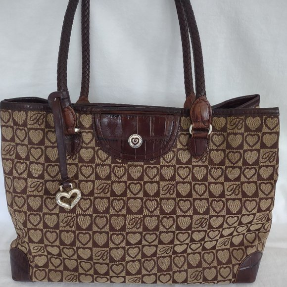 Brighton Handbags - Brighton "Josie" Large Brown Canvas Shoulder Bag/Tote